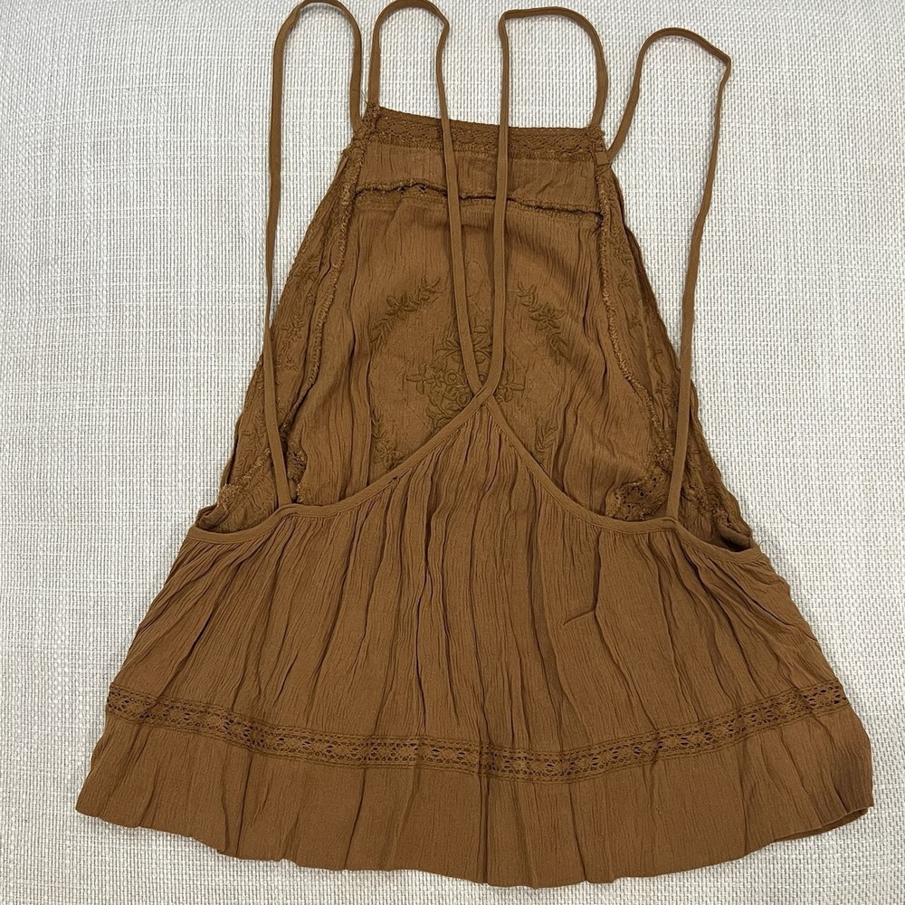Forever 21 Boho Embroidered Crop Top Brown Fairy Cottagecore S - Picture 3 of 8